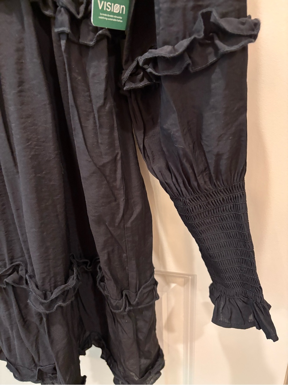 Black Ruffled Button-Front Mini Dress - NWT - Picture 7 of 9